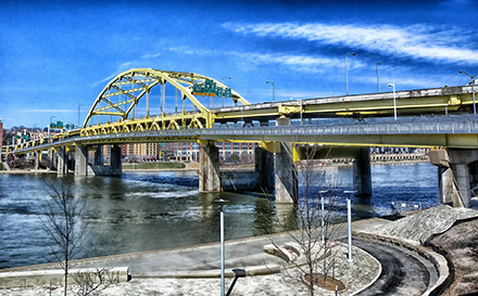 A winter scene in Pittsburgh.